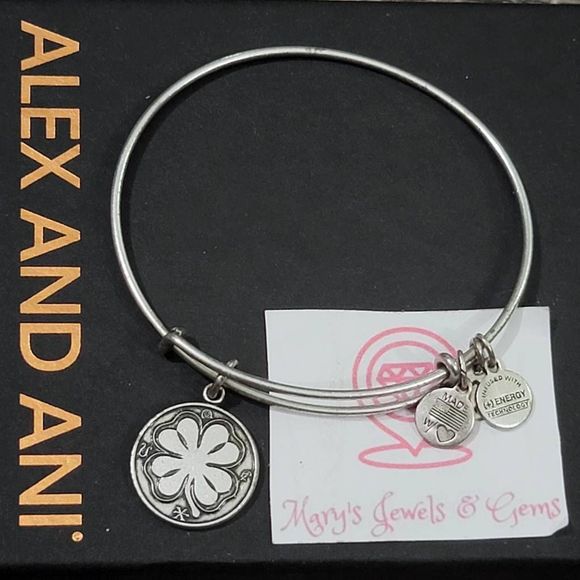 Alex and Ani Four Leaf Clover Bangle Bracelet - Picture 1 of 3